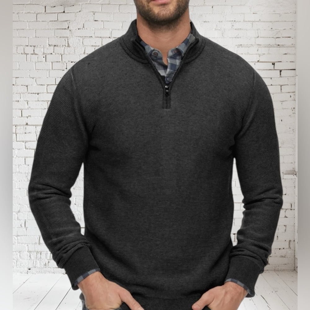 Flag & Anthem Humphrey Sweater Medium NWT Charcoal | Quarter Zip + Laid-Back